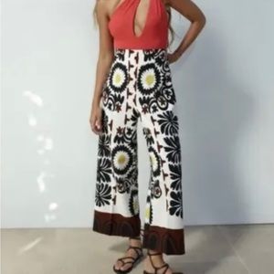 Zara printed culottes trousers
